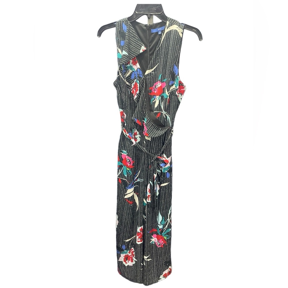 Apt. 9 Black white with floral pattern Sleeveless Capri Jumper‎